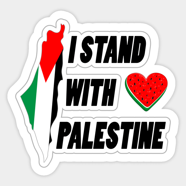 I stand with Palestine - Map and Watermelon Logo Sticker by BluedarkArt